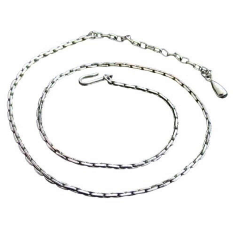 Vintage Shiny‎ Silver Toned Plated 2mm Chain Adjustable Choker Necklace*17"